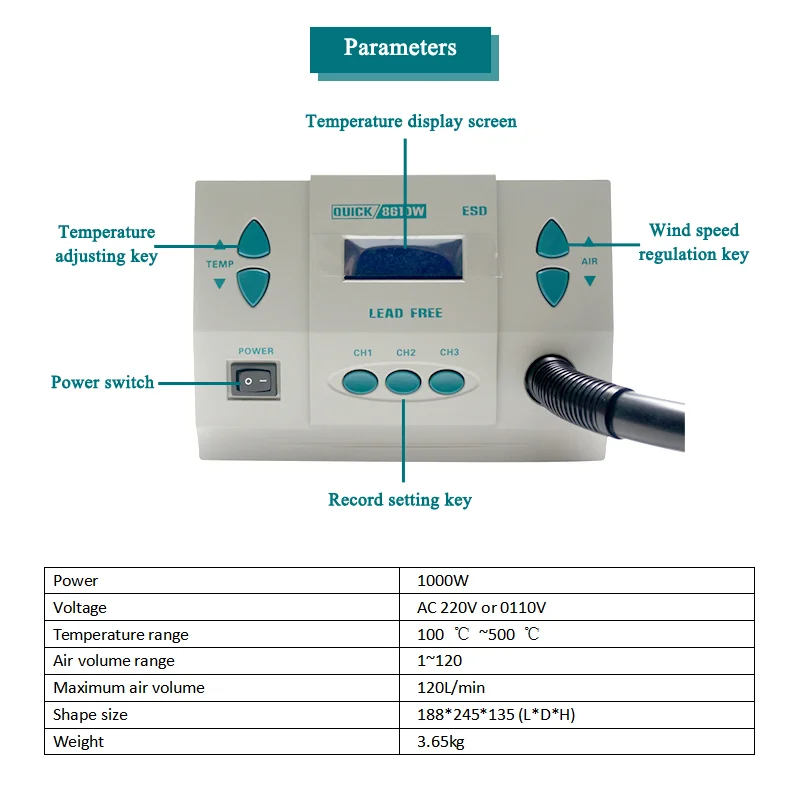 Original 1000W    QUICK 861DW  - Hot Air Rework Station 861Dw 评论和价格